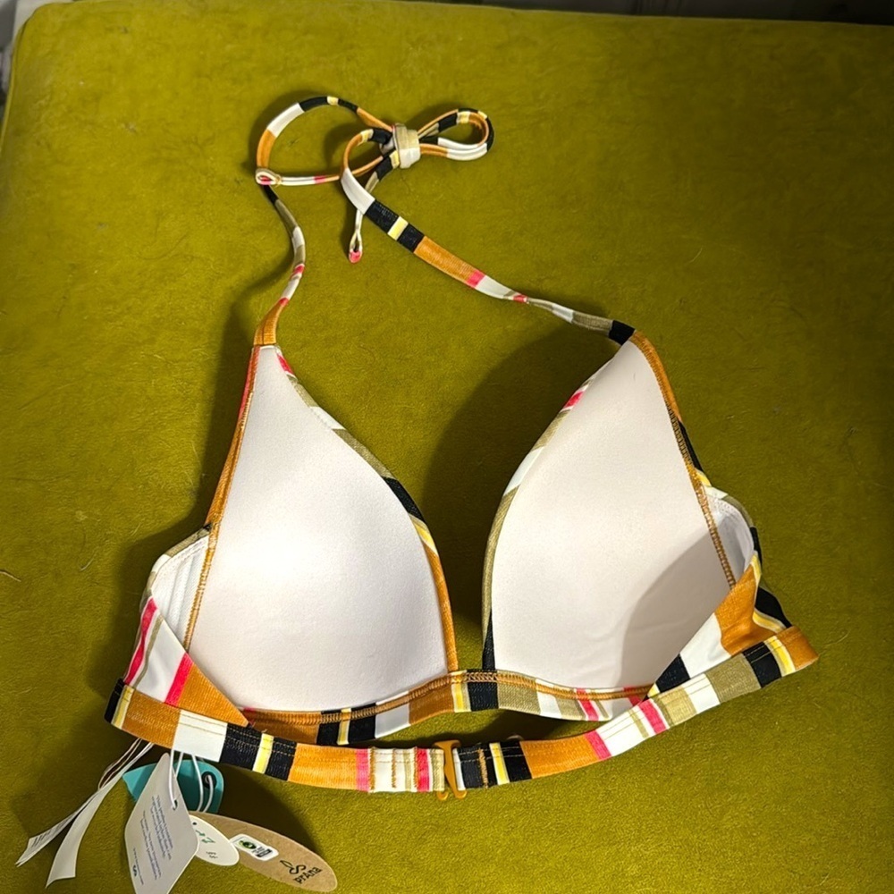 prAna Lexie Adjustable Triangle Halter Top in Gilded Soleil Stripe Small 57 - Picture 5 of 6